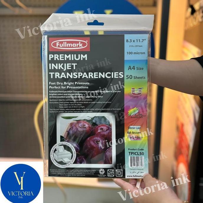 Lansungkirim- Fullmark Premium Inkjet Transparencies Paper A4 Mika Kertas Film Original - Tpicl50 - 