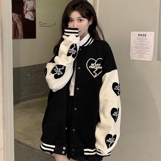 Lansungkirim- Best Friend Jaket Baseball Varsity Wanita | Varsity Jaket | Jaket Wanita Korean