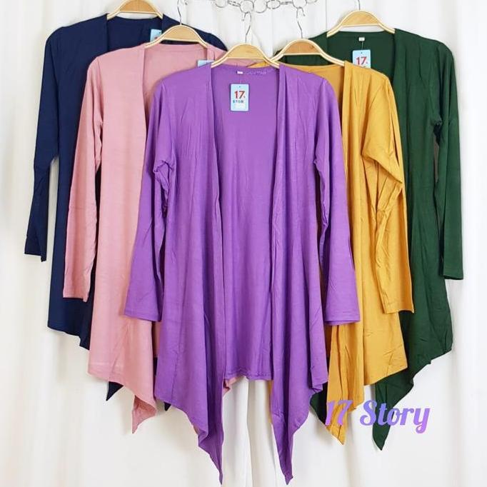 Kardigan Wanita Polos Bahan Kaos Rayon Adem Dan Strech Lengan Panjang/Outer Wanita Cardigan Premium 