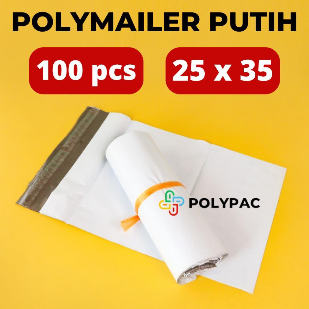Polymailer PUTIH [25x35] isi 100 pcs - Polymailer Putih Premium