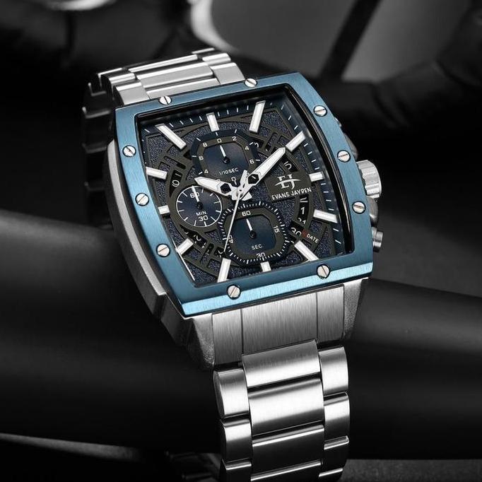 Cloknlok- Evans Jayden Jam Tangan Pria 9463-2 Rantai Stainless Kaca Sapphire Steel Chronograph Water