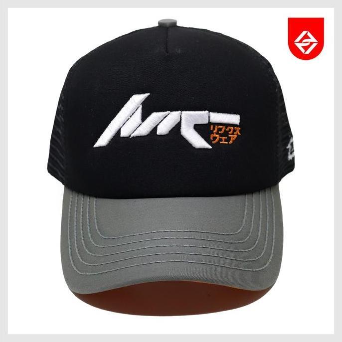 LINKSWEAR Trucker Hat Topi Jaring topi Pria Distro Original Kombinasi Abu Hitam 082 Merah