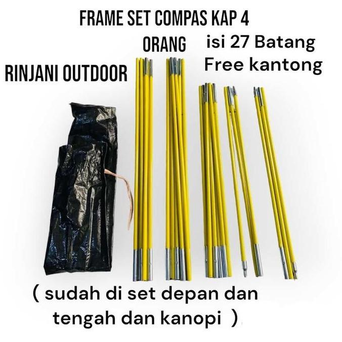 TERBARU - 1 Set Frame Fiber Tenda Compas kapesitas 4 / Freme Tenda Compas