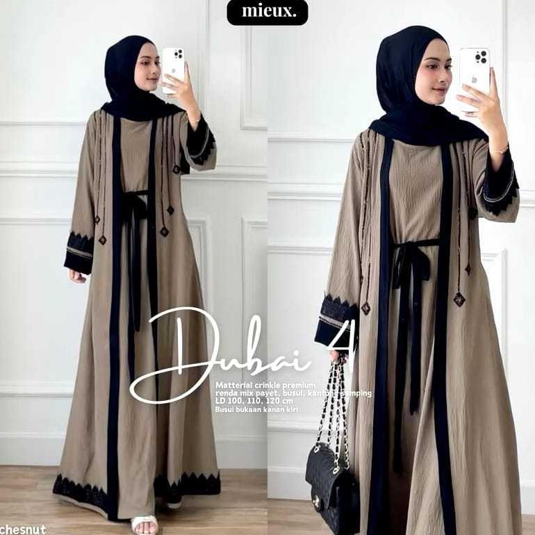 100% AMAN COD DUBAI ABAYA CRINCLE MIX RENDA PREMIUM // GAMIS ABAYA TURKEY SUPER JUMBO M L XL XXL 3XL