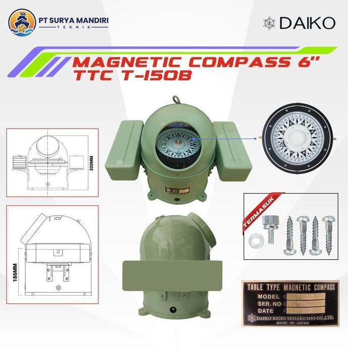 NEW MAGNETIC COMPASS 6" TTC T150B DAIKO / KOMPAS MAGNET 6" T150B DAIKO
