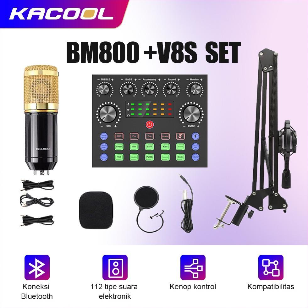 NEW BM800 Condenser Microphone + V8S Soundcard Set BM800 Live Microphone Mobile Computer Live Stream