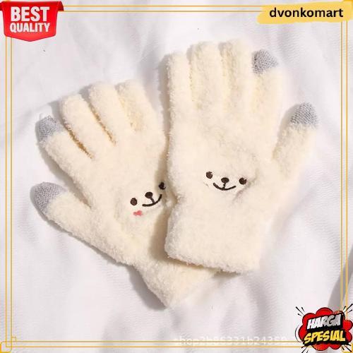Sarung Tangan Winter Wooll Hangat /Sarung Tangan Motor Wanita Lucu Smile Langsung Diproses