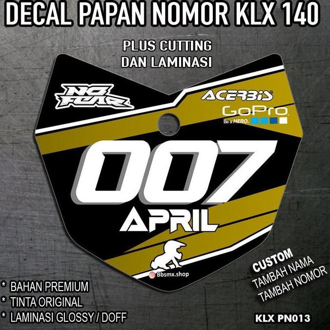 Decal Papan Nomor KLX 140