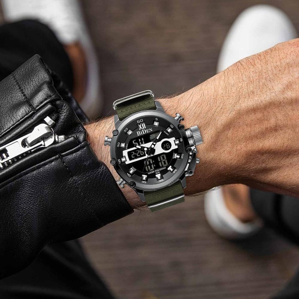 PROMO BIDEN JAM TANGAN PRIA 0164 ANTI AIR SPORT MILITER ANALOG DIGITAL LUMINOUS DISPLAY