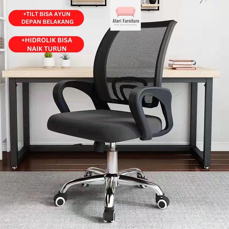 Kursi Staff Kursi Kantor Kursi Jaring Multifungsi Hidrolik + Kaki Stainless