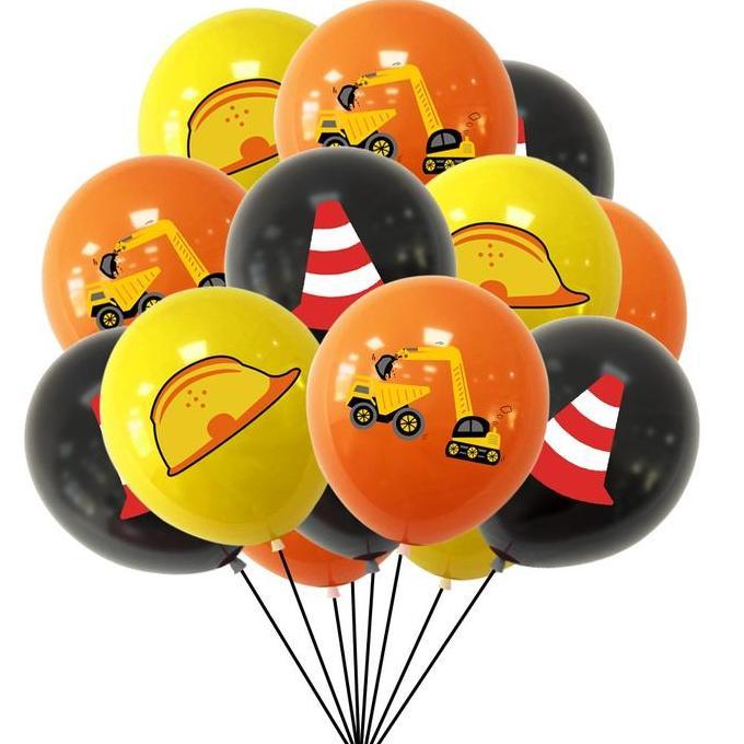 Topper Kue Spanduk Balon Konstruksi untuk Dekorasi Pesta Ulang Tahun Teknik Perlengkapan Bantuan