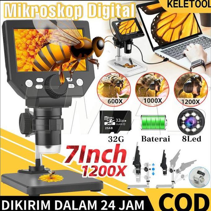 MORIFOYU 1000X 4.3Inch Elektronik Video Microscop  1200X  12MP 7 Inch HD  Digital Microscope Kaca Pe