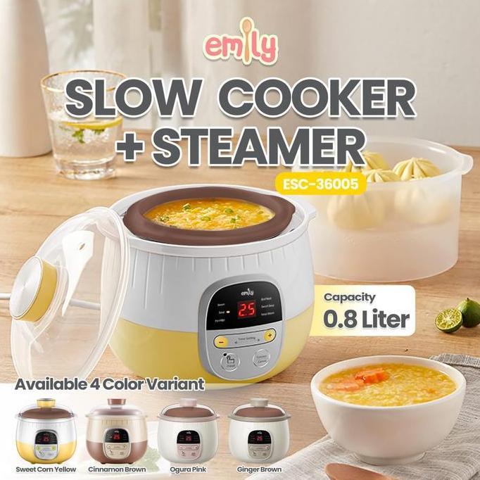 Elek110 Slow Cooker Emily Porridge Cooker & Steamer 0,8 Liter  Esc36005 Terlaris