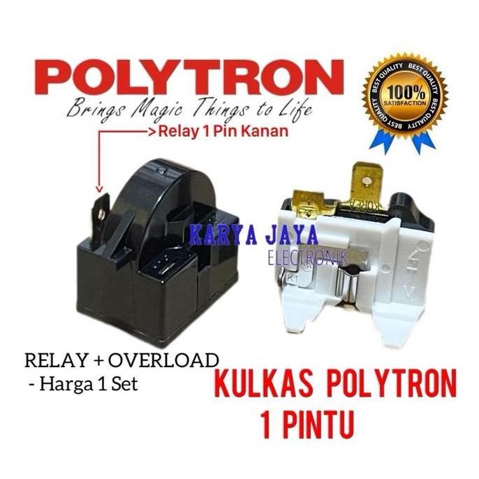 Polytron Relay 1 Pin Kanan + Overload Kulkas Polytron 1 Pintu Komponen Relay Overload Kompresor Kulk
