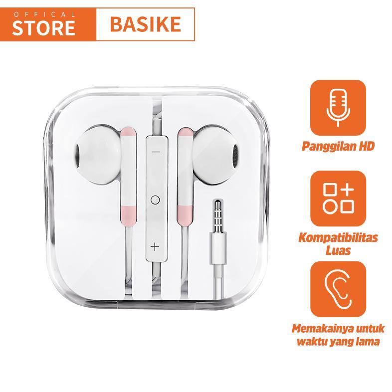 BASIKE Headset kabel 3.5 mm Earphone Gaming Bass Musik In Ear Makaron for Xiaomi Oppo Vivo Android