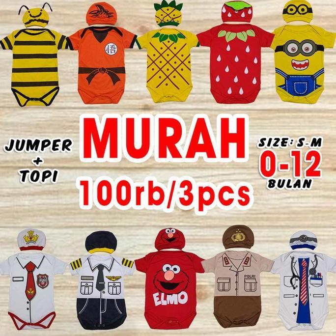 Dreacht- Jumper Bayi Karakter Baju Romper Set Jamper Kaos Pakaian Laki Laki Perempuan Newborn Profes