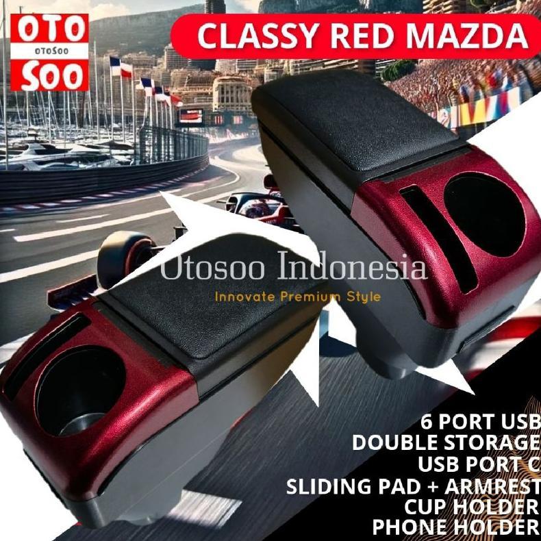 Armrest Mobilio Brio Brv Carbon Style -Console Box Usb Brv Mobili Brio-Brio Satya