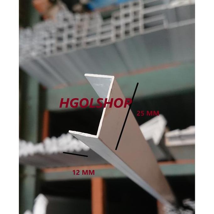 Aluminium U 12 Mm X 25 Mm Per Batang 6 Mtr
