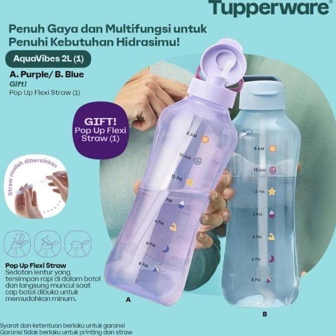 Eco Bottle AquaVibe 2L Bonus Sedotan Botol Minum Tupperware