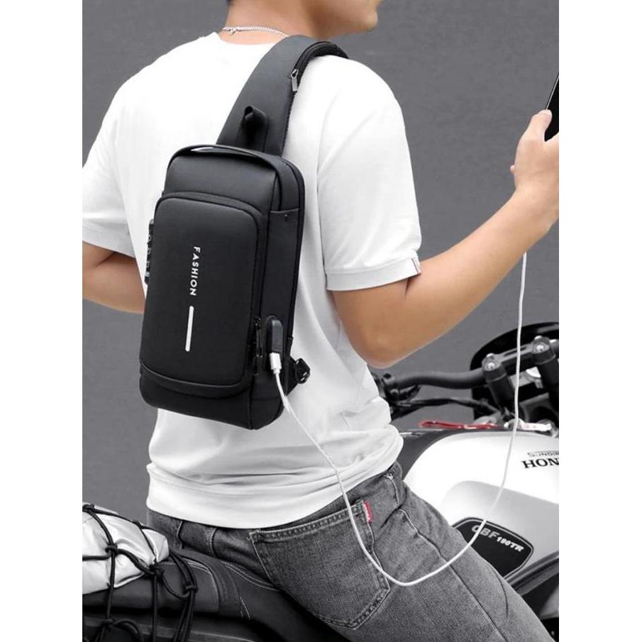 NEW TAS PRIA IMPORT CHEST SLING BAG SELEMPANG GRONDAHL GDHL1090 1090 KULIT PU SUPER ANTI AIR WATERPR