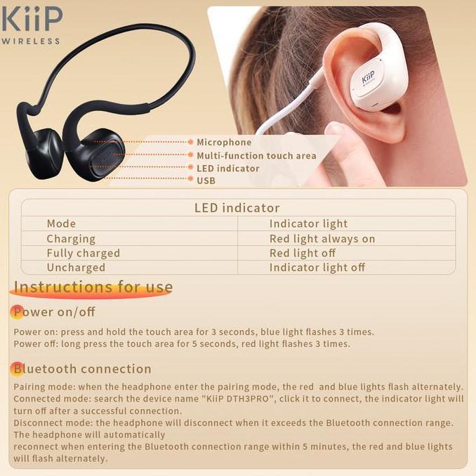 Headset Bluetooth Olahraga KIIP DTH3 PRO Headset Sport Bluetooth Headset Wireless V5.3