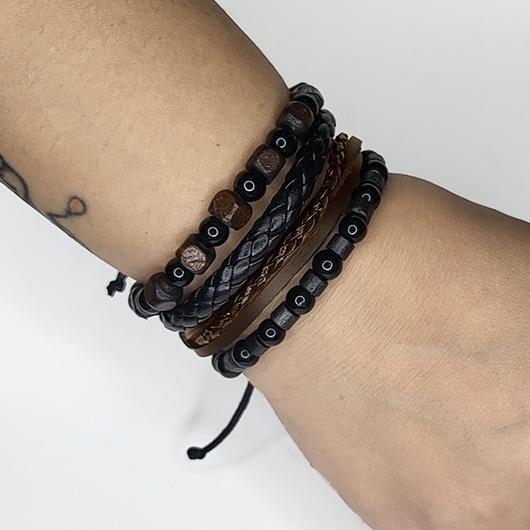 Termurah Gmt4D Gelang Multilayer Set Isi 4 Pcs - Gelang Pria Etnik, Vintage, Retro Style