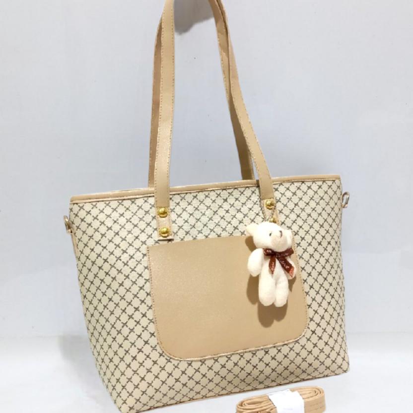 Rihaga - Totebag Wanita Besar Free Boneka Formal Ibu Kerja Kantor Tas Selempang