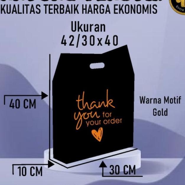 Kantong Plastik Pe Hitam Uk 42/30X40 Motif Thank You Lipatan Samping | Kantong Plastik Sepatu Anak |