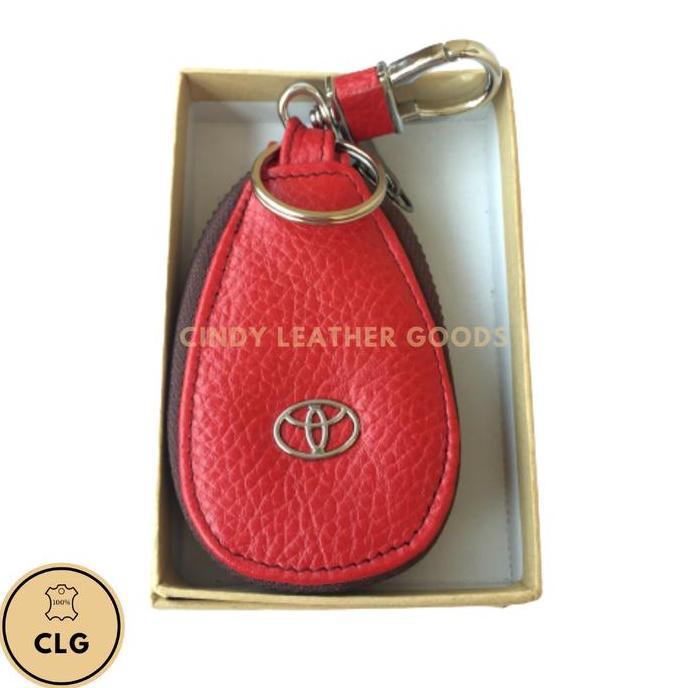 Dompet Wanita Dompet Stnk / Gantungan Kunci Mobil Kulit Toyota. (Merah). Oval