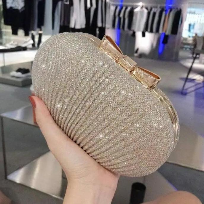 New Tas Dompet Clutch Hand Bag Pesta Kondangan Wanita Import Terbaru 67 Bahan Pu Warna Gold Ukuran L