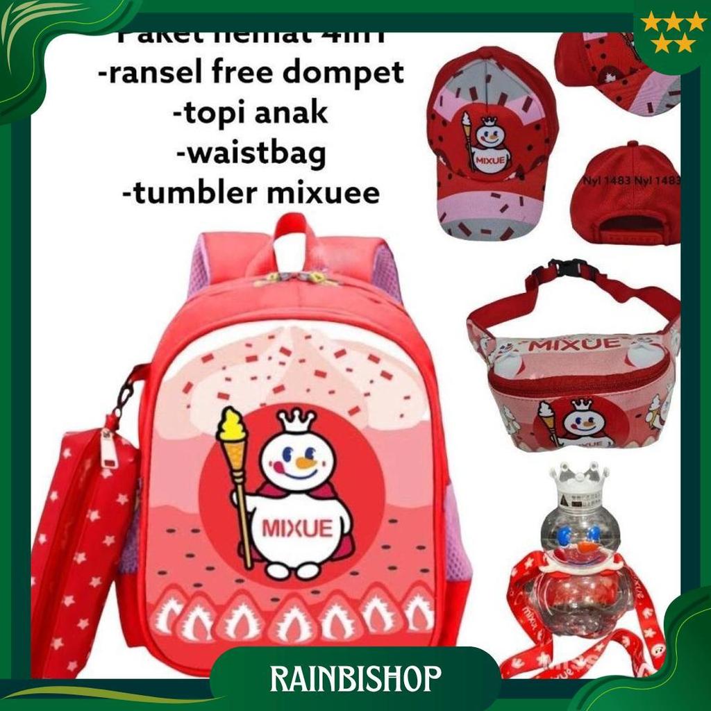 Tas Anak Sekolah Karakter Mixue Ransel Anak Perempuan Terbaru Paketan tas anak free tumbler mixue MA