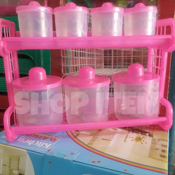 Tempat Bumbu Set Dapur / Toples Rak Bumbu Plastik