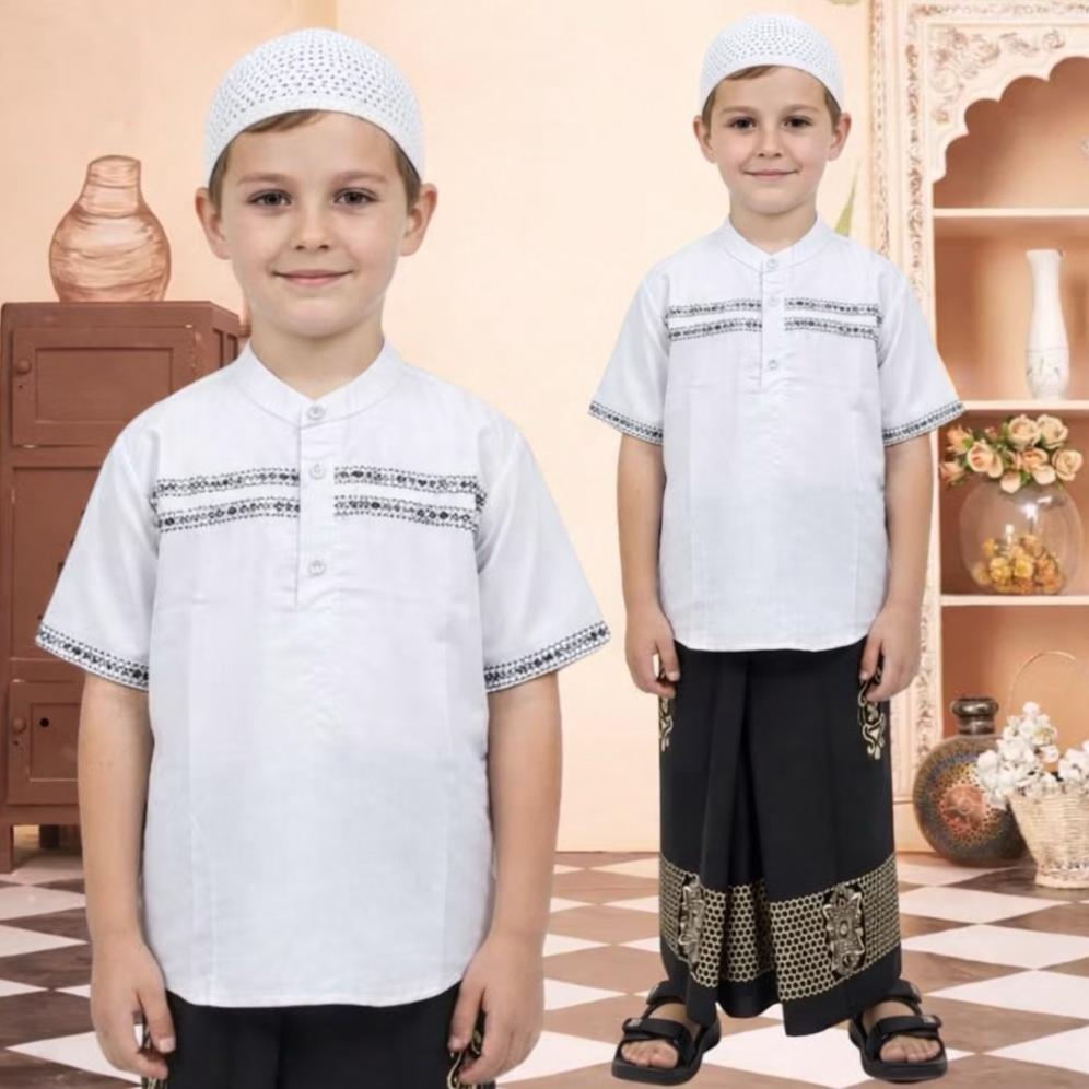 original free ongkir baju  koko zehan  3 in 1  sarung koko peci buat anak 1-10 thun motif bagus udah