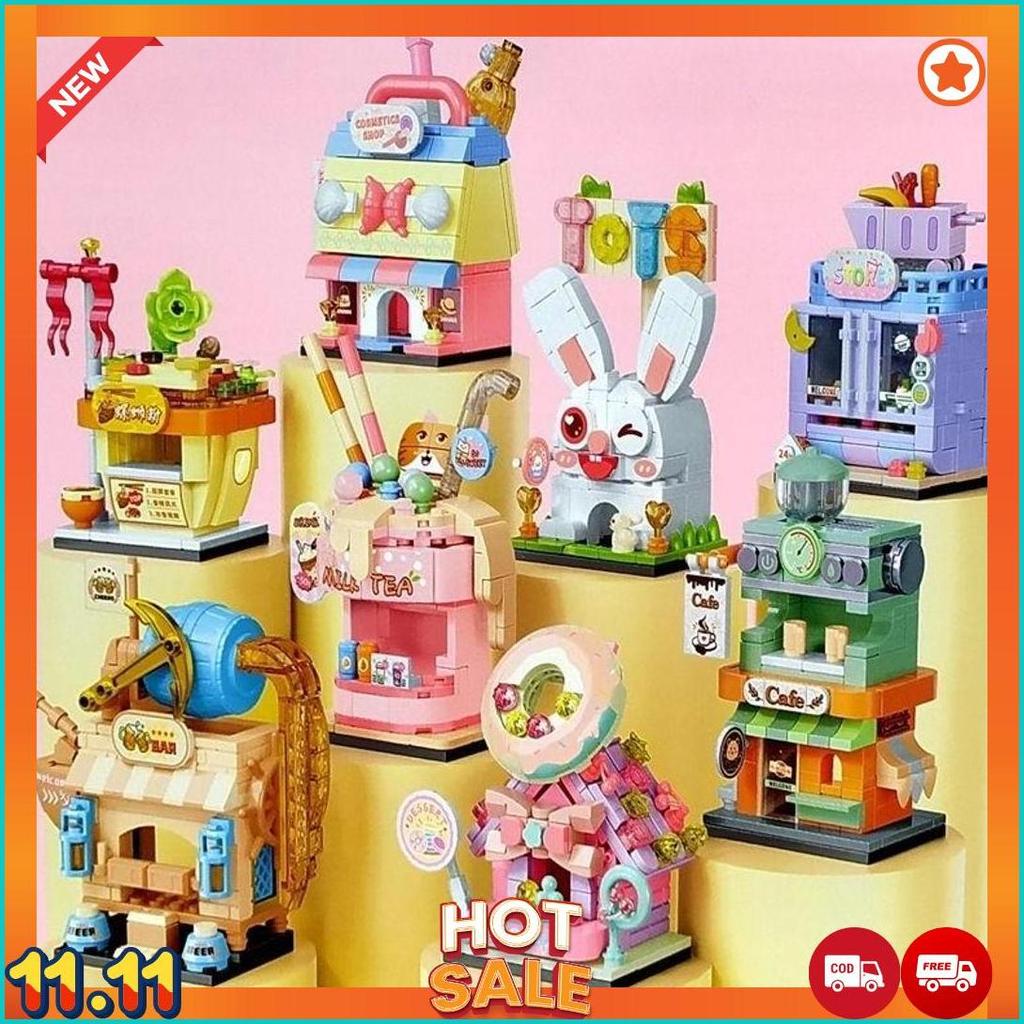 Mainan Anak Perempuan Sembo Block Store Toys Cafe Milk Tea Bar Cosmetic Shop [A4]