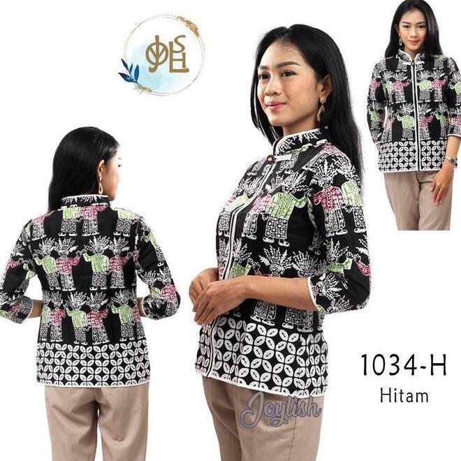 ! 1034 BLOUSE BATIK ONDEL-ONDEL BETAWI - BLUS KEMEJA WANITA UNIK MODERN - NS
