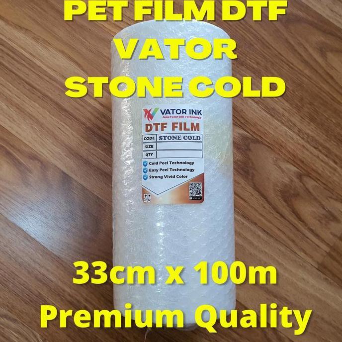 PET FILM DTF VATOR STONE COLD Roll 33cm x 100m Sablon DTF Tinta DTF