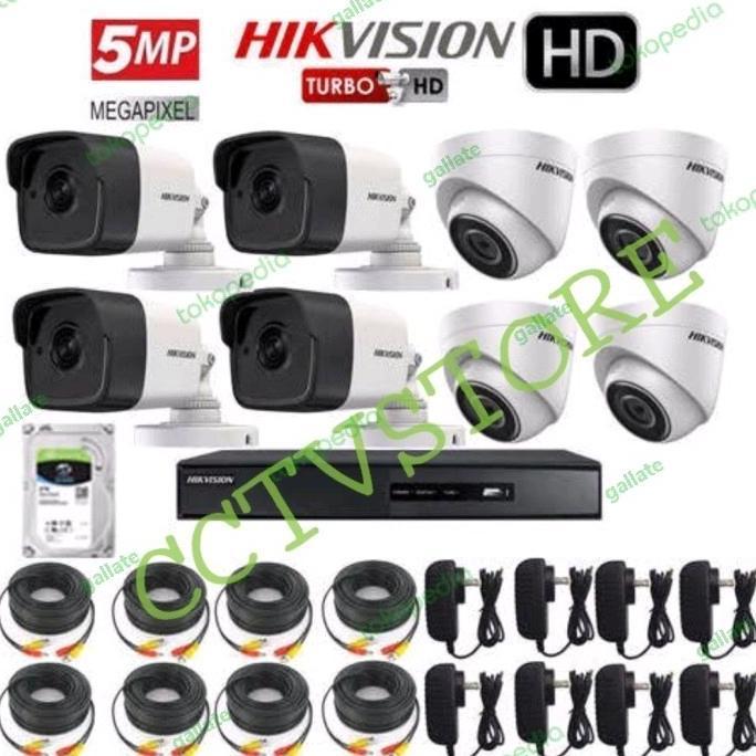 TERLARIS PAKET CCTV 16 CH 8 KAMERA HIKVISION 5MP PAKET 5MP HIKVISION 8 KAMERA