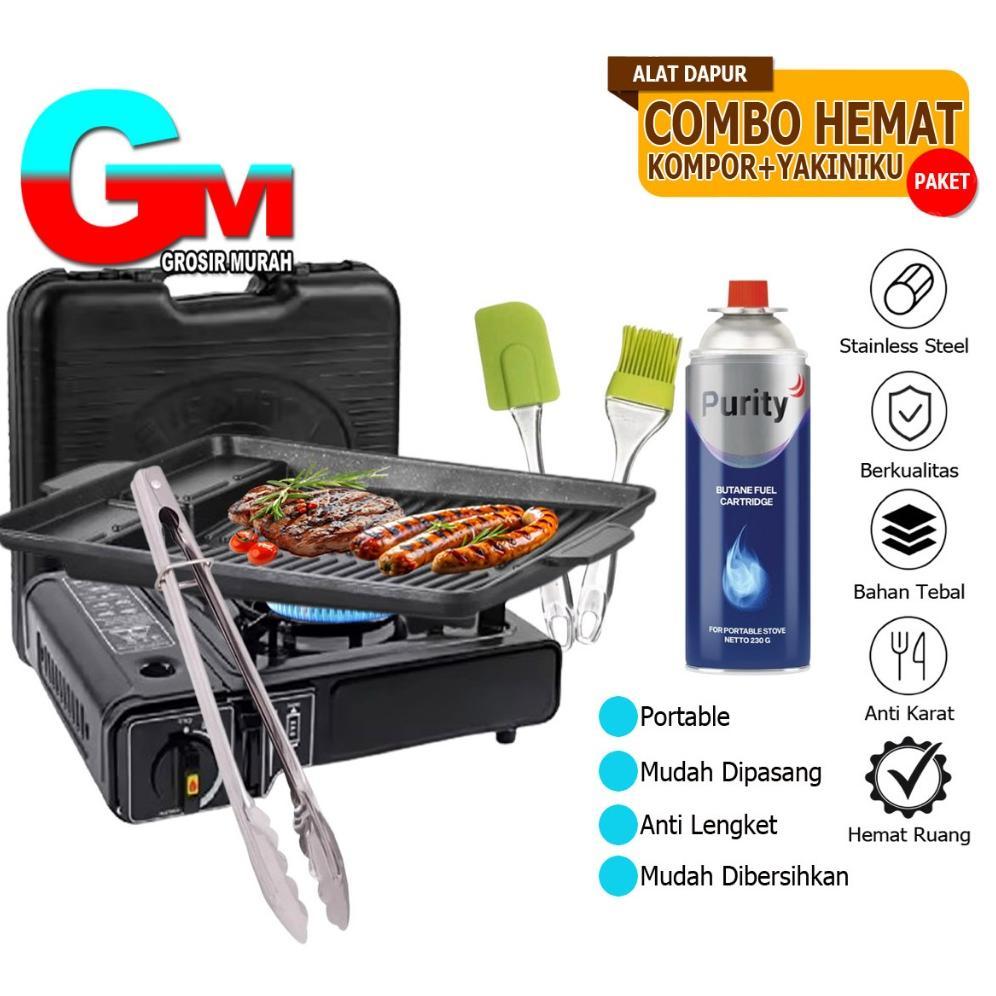 PAKET COMBO Kompor Portable Plus koper Dan Bbq Grill Panggangan Serbaguna Diskon