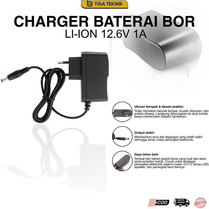Charger Li-ion 12.6V 1A / Charger Bor Impact Impek Casan Baterai Flexsibel