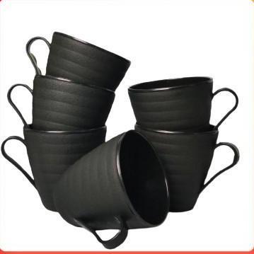 TERLARIS GELAS CANGKIR KOPI JADUL KECIL HITAM SET 12 PCS CANGKIR PLASTIK ULIR DAPUR MINUMAN TEH PERA