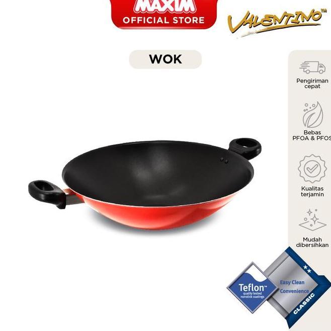 Valentino Wajan Penggorengan Teflon Anti Lengket 30Cm 36Cm Wok