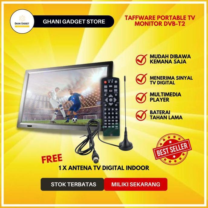 TERLARIS TV PORTABLE MINI LED MONITOR TELEVISI KECIL PORTABEL DITAL ANALOG HD