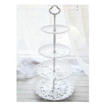 TERMURAH - Rak Susun Plastik Bulat Kue 4 Stand White Cup Cake Tray