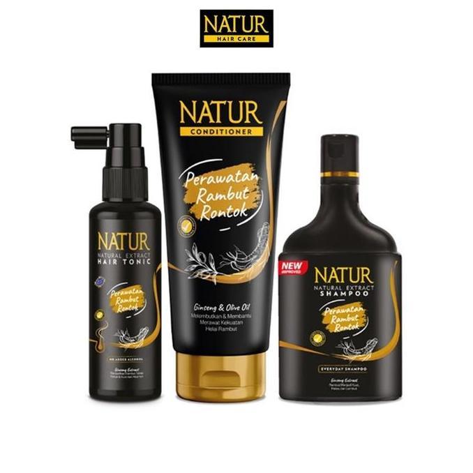 NATUR Gingseng Paket Rambut Rontok || Shampoo || Hair Tonic || Conditioner Sampo Extract Perawatan