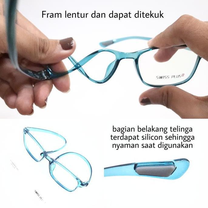 frame kacamata pria wanita swiss plus 216 super lentur dan ringan ori