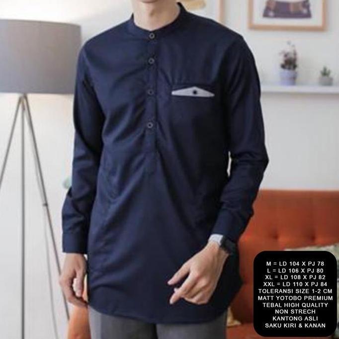 Kemeja Koko Pria Lengan Panjang Polos Toyobo Premium Tebal Koko Kurta M L XL XXL Atasan Baju Lebaran
