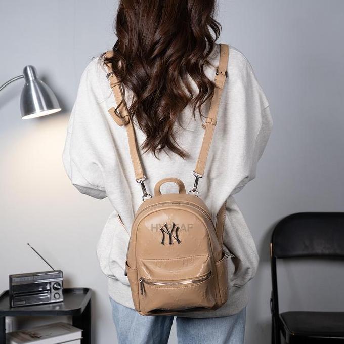 New MLB NY New York Yankees Monogram Leather Bebeboo Backpack Authentic / Tas Ransel MLB Original