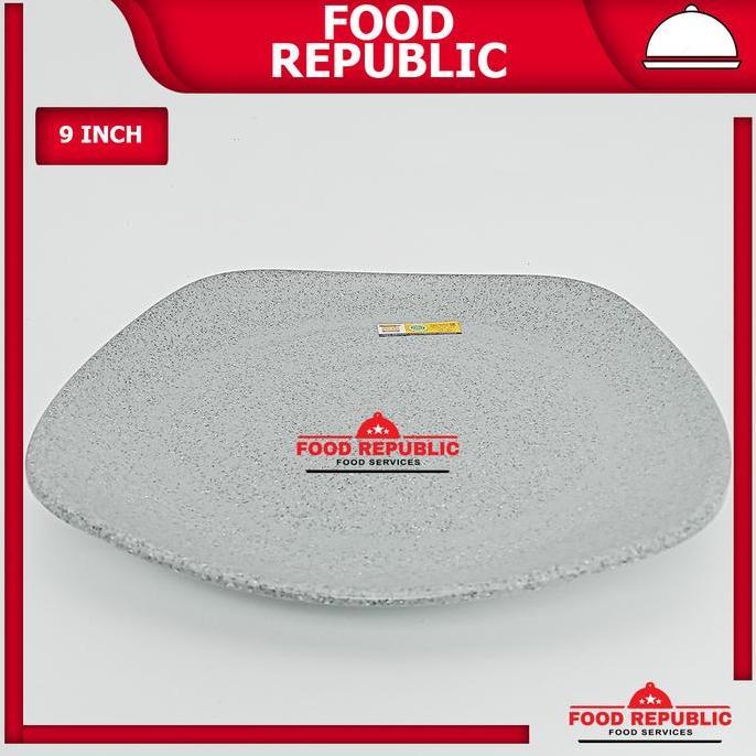 TERLARIS PIRING TEMBIKAR KOTAK MELAMIN ASLI 9 INCH GOLDEN DRAGON P2309A ABU ABU