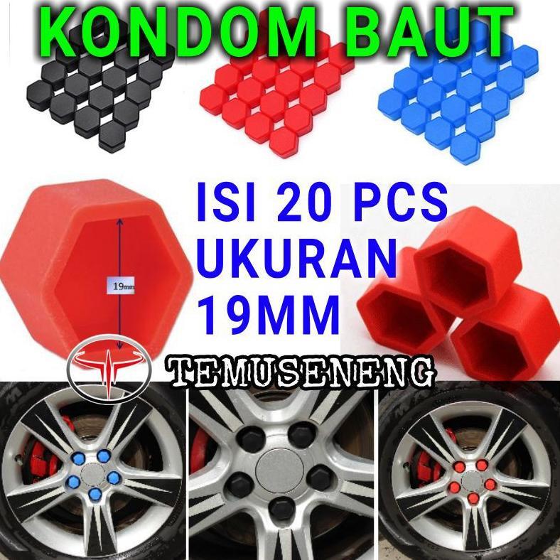 NEW Kondom Baut Mobil 1 Set Isi 20 19Mm Velg Mobil Tutup Baut Cover Silikon Lugnut Karet Murah [terb