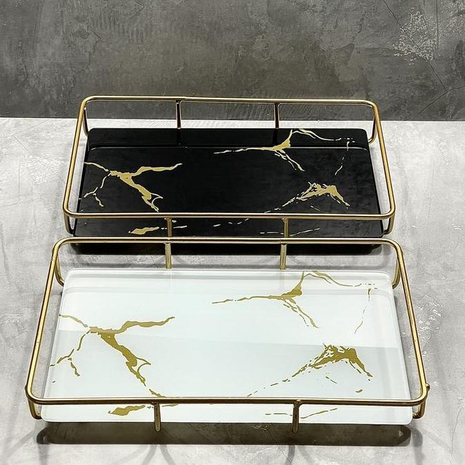 Aclasa Marble Tray Kaca Persegi / Pajangan Nampan Estetik Terlaris